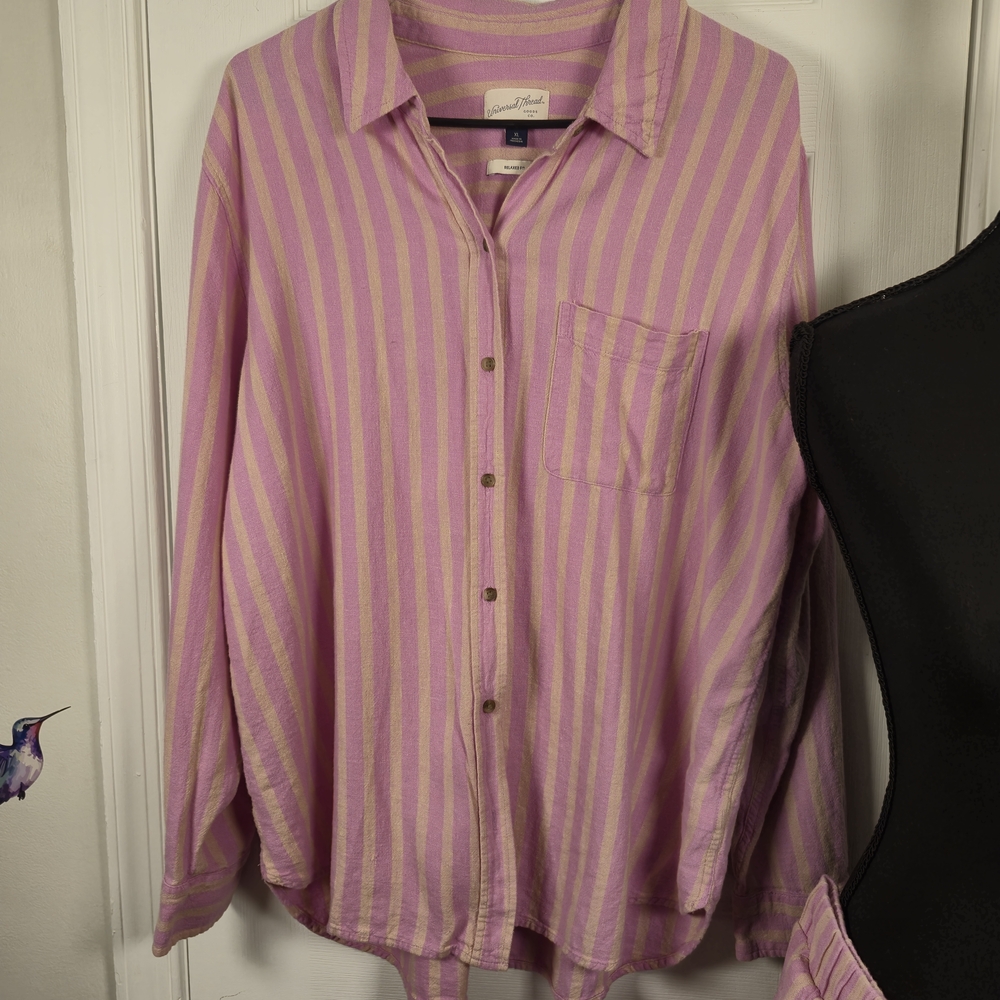 Universal Thread Pastel Striped Button Down Shirt - image 3